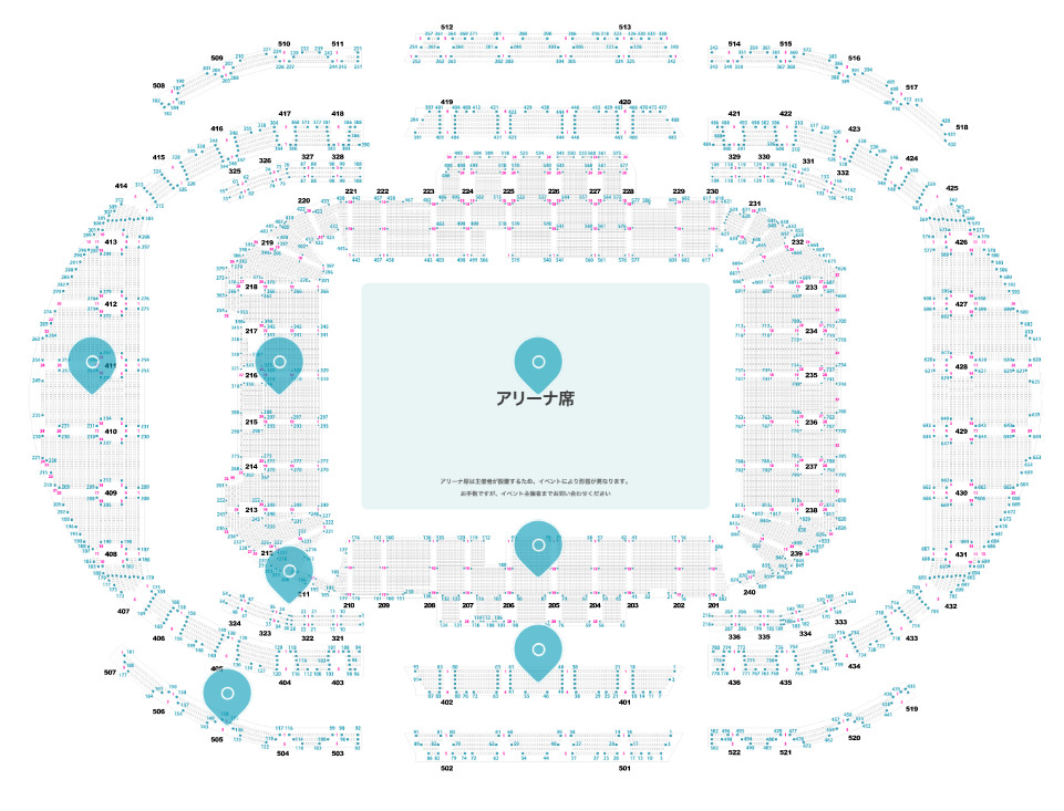 さいたまスーパーアリーナスタジアムモード座席表・座席図