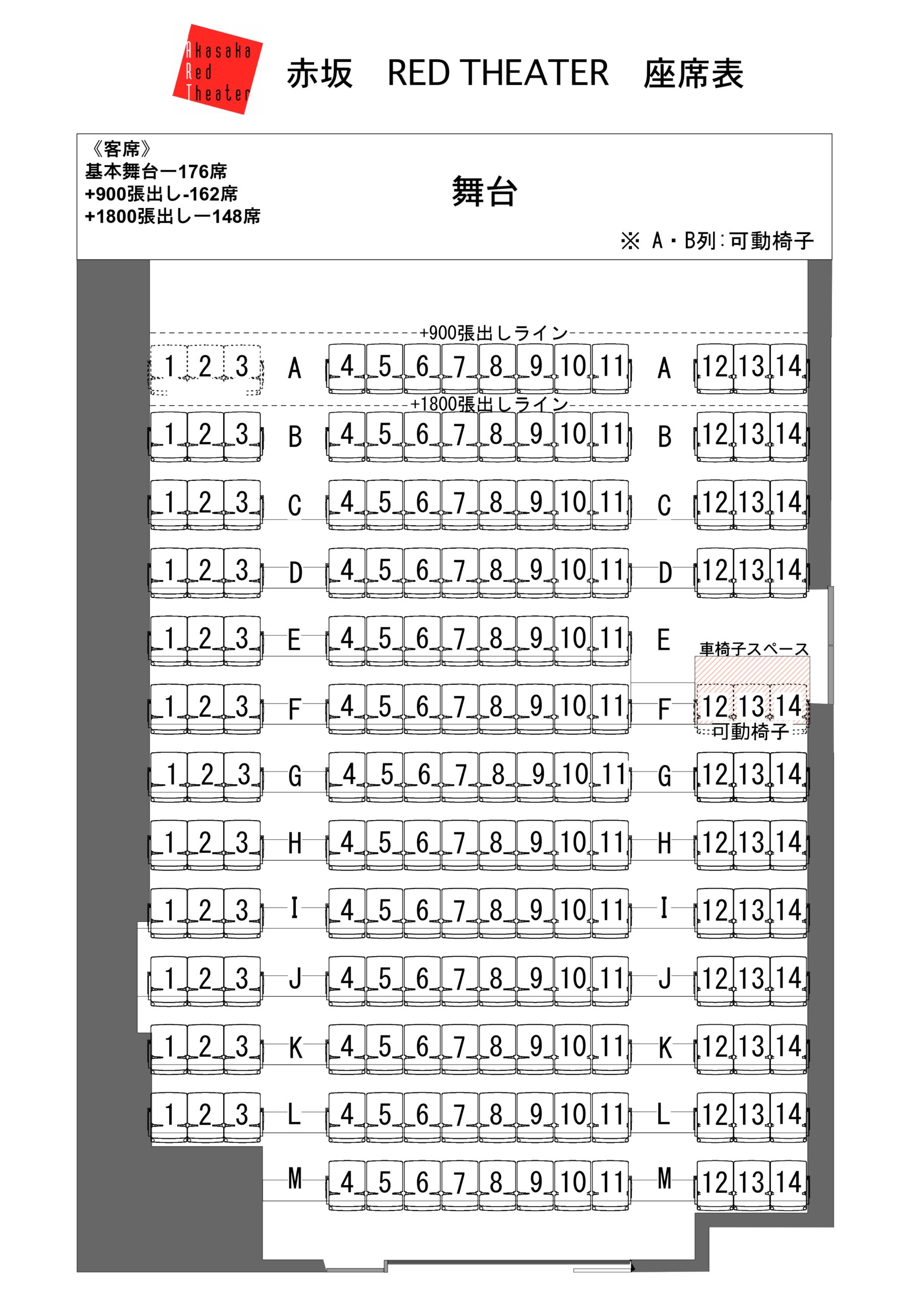 赤坂レッドシアターの座席表と会場情報