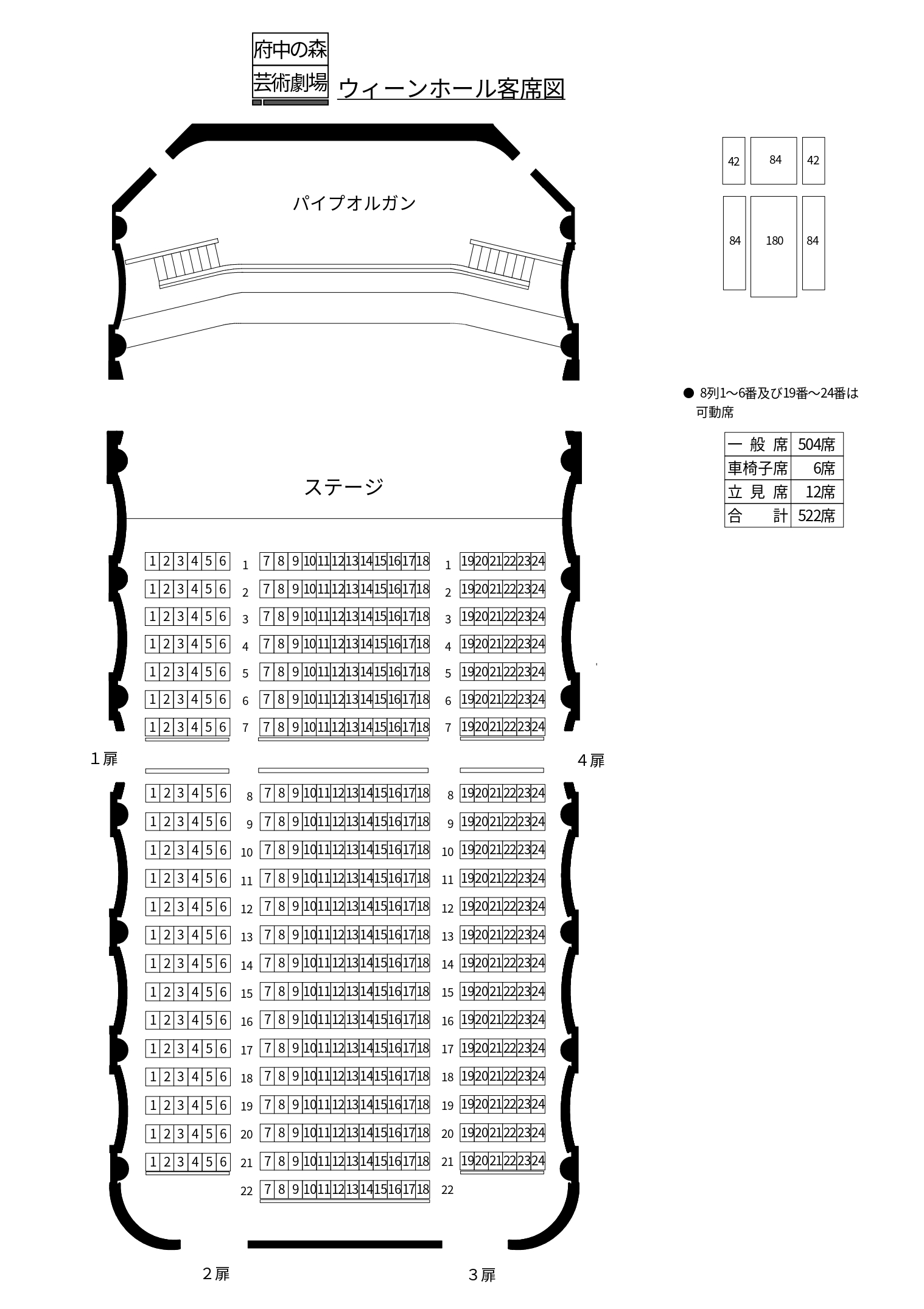 府中の森芸術劇場の座席表と会場情報 ウィーンホール