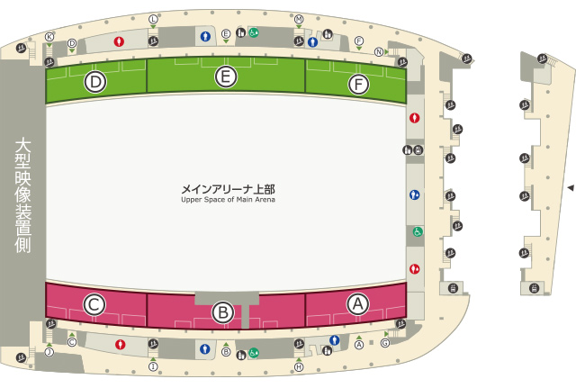 武蔵野の森総合スポーツプラザ(京王アリーナTOKYO)の座席表 メインアリーナ3F